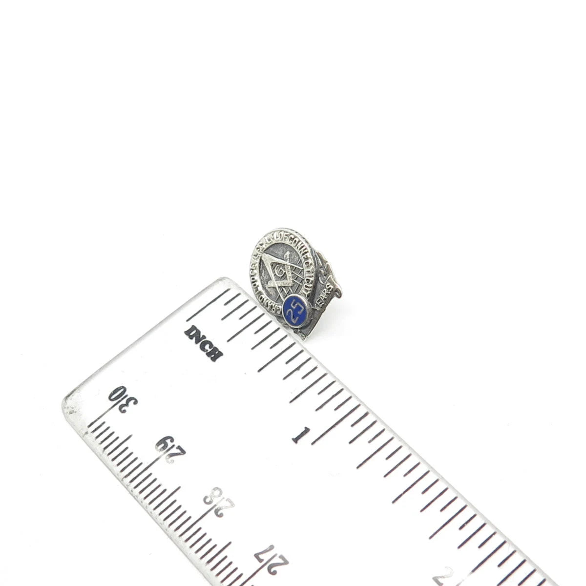 925 Sterling Silver Enamel Vintage 25 Years Grand Lodge A.F. & A.M. of CT Pin