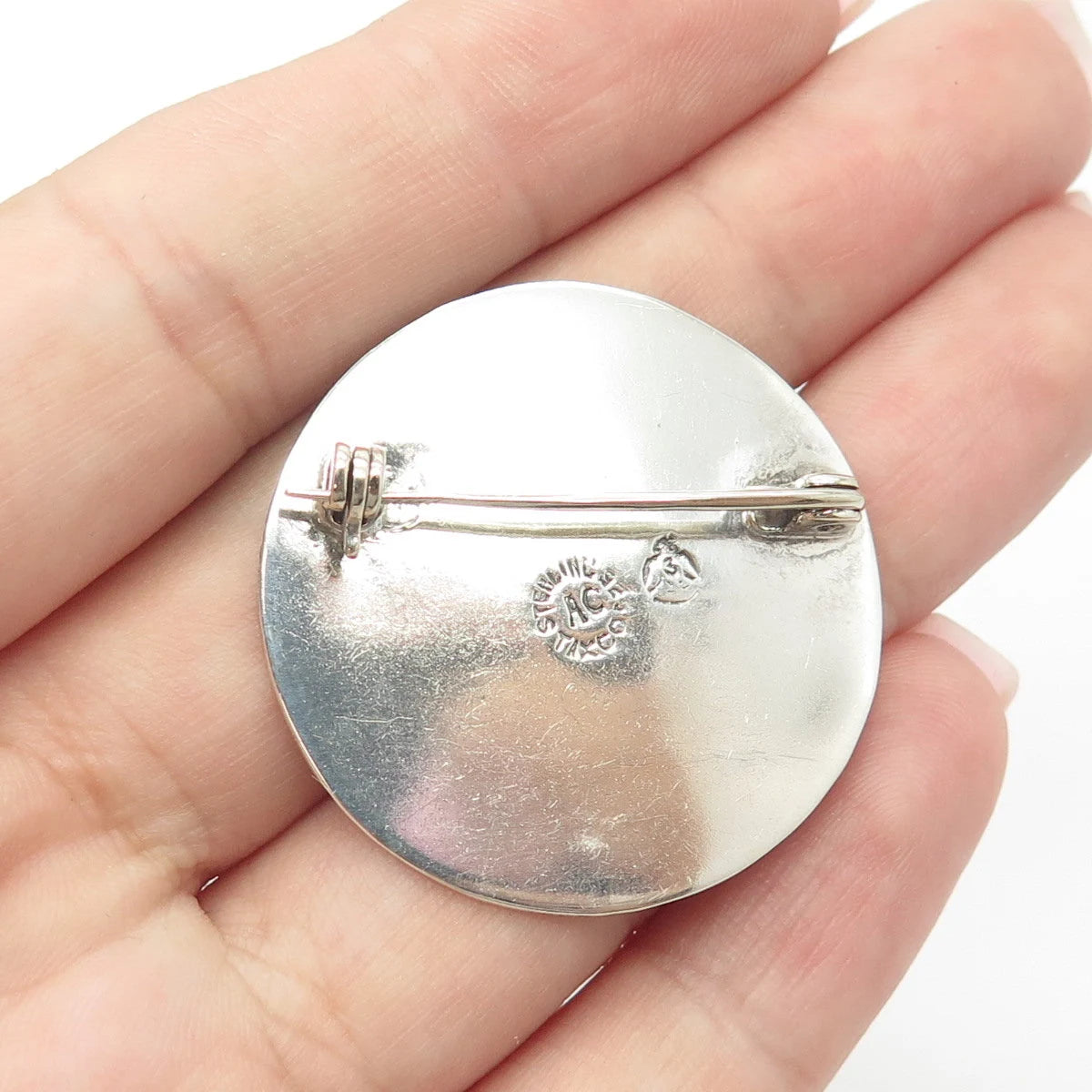 925 Sterling Silver Vintage Mexico Taxco Fight Storyteller Pin Brooch