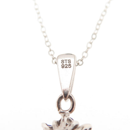 Chuck Clemency Sterling Silver Real Tanzanite Floral Cable Chain Necklace 20"