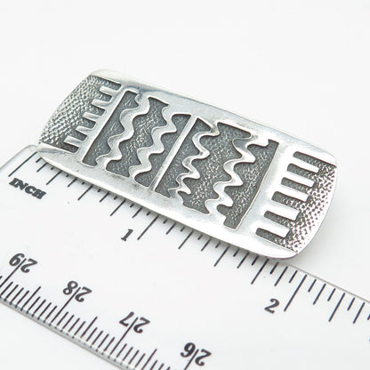 925 Sterling Silver Vintage Woods Wavy Pattern Pin Brooch