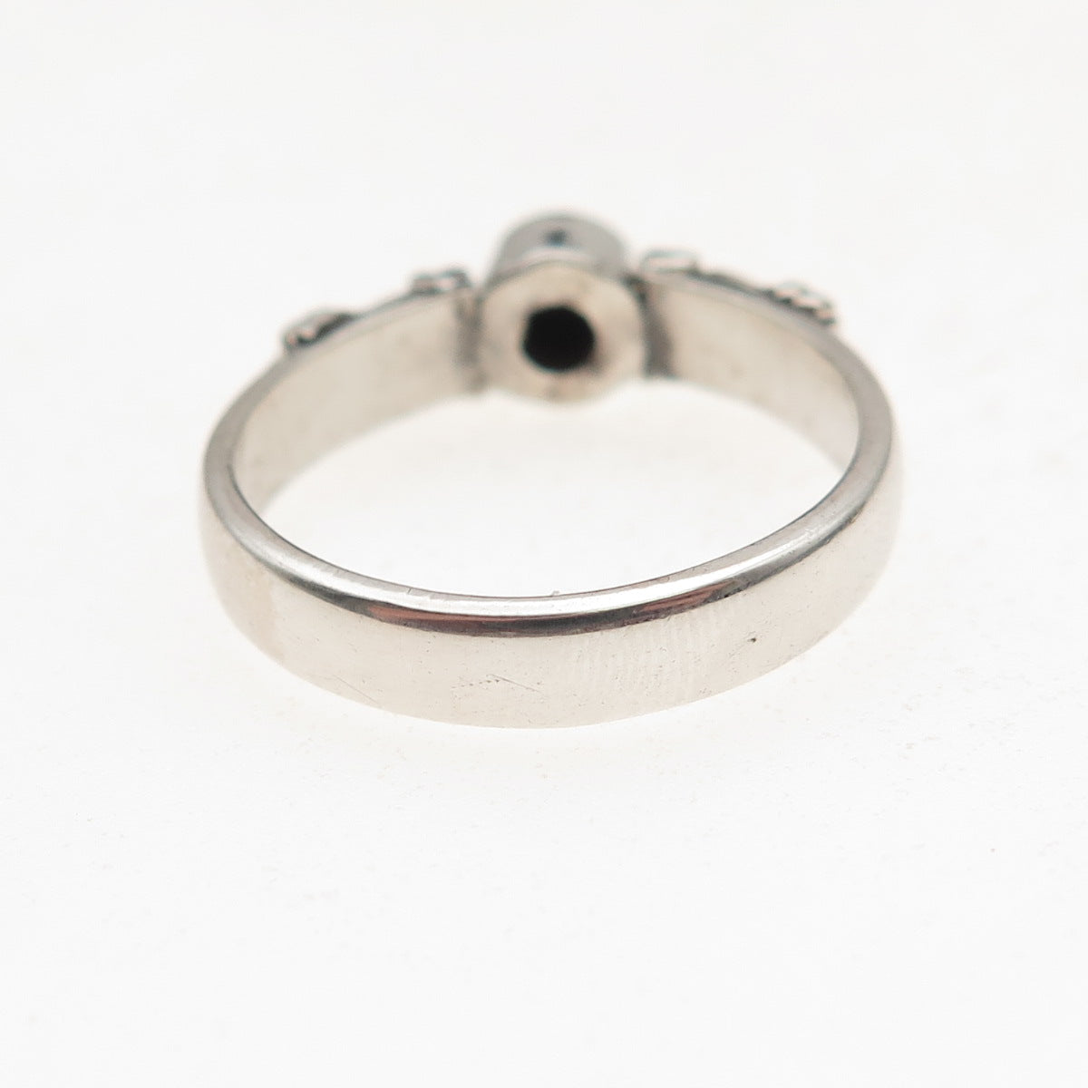 925 Sterling Silver Vintage Real Turquoise Oxidized Ring Size 7.5