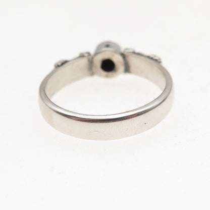 925 Sterling Silver Vintage Real Turquoise Oxidized Ring Size 7.5