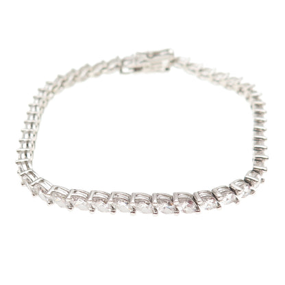 925 Sterling Silver Marquise-Cut C Z Tennis Link Bracelet 7"