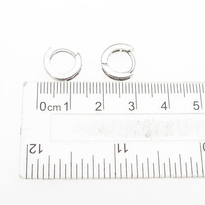 925 Sterling Silver Round-Cut Purple & White C Z Hoop Earrings