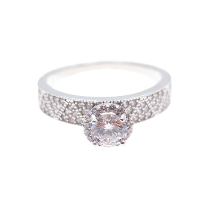 925 Sterling Silver Round-Cut C Z Engagement Ring Size 9.5