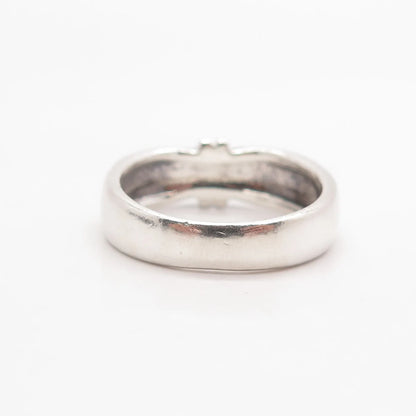 925 Sterling Silver Vintage Ribbed Bow Ring Size 7.5