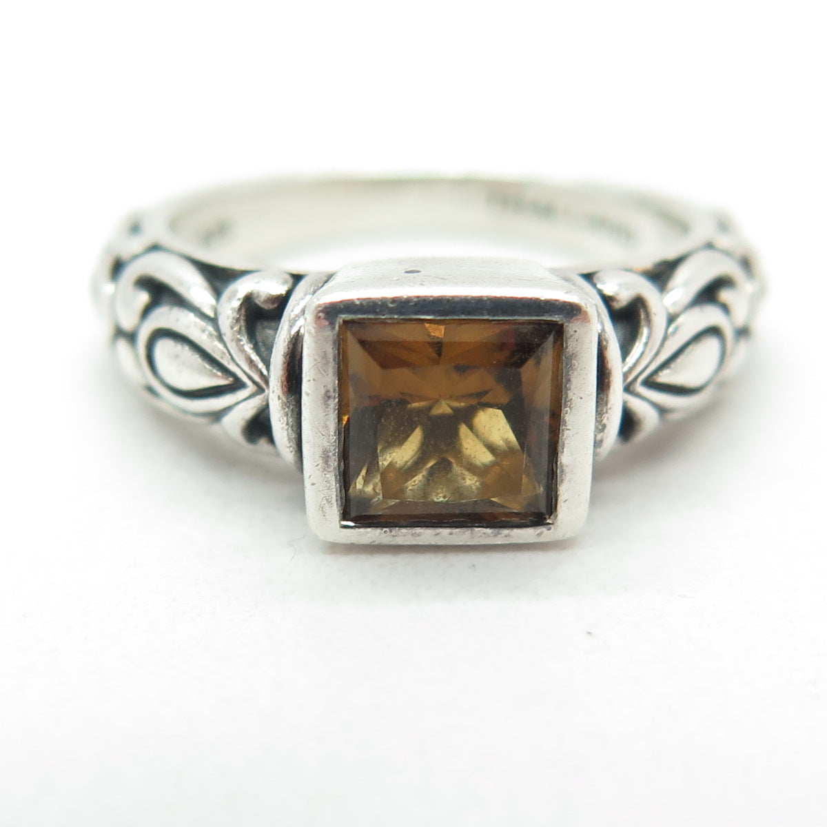 ANGELA BY JOHN HARDY 925 Sterling Silver Vintage Citrine Gem Ring Size 6.25