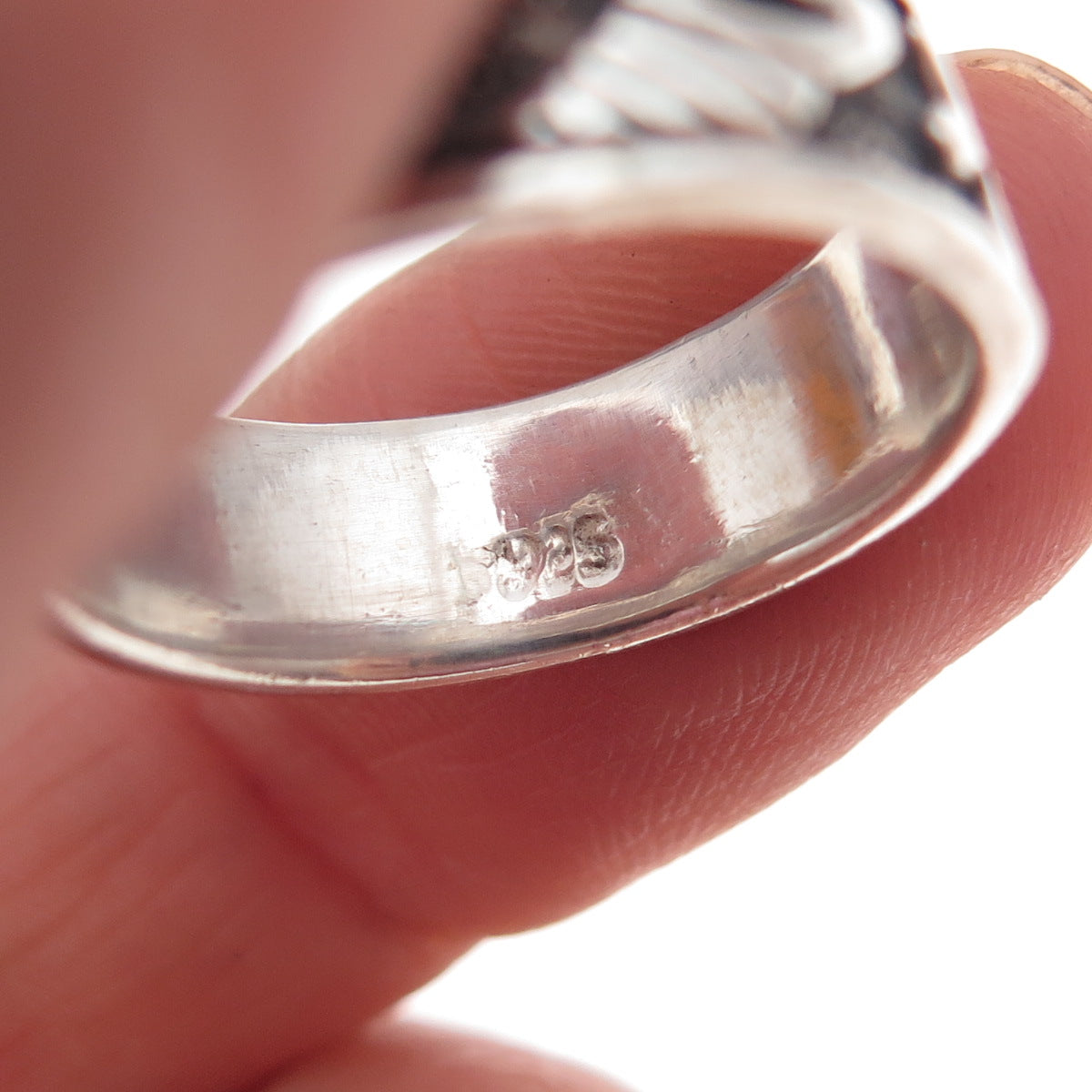 925 Sterling Silver Vintage Sea Life Oxidized Band Ring Size 6.75