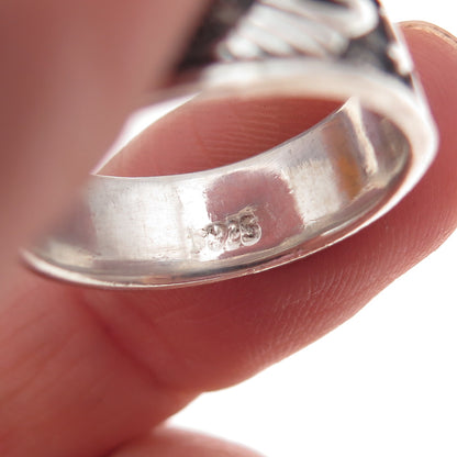925 Sterling Silver Vintage Sea Life Oxidized Band Ring Size 6.75