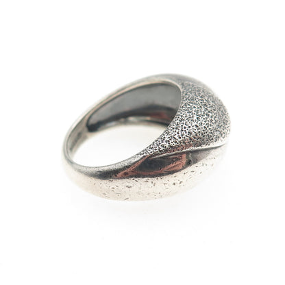 925 Sterling Silver Vintage S&G Modernist Wavy Dome Oxidized Ring Size 6.25