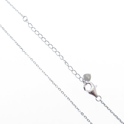 DSMK 925 Sterling Silver White & Canary C Z Teardrop Cable Chain Necklace 16-18"