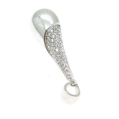 925 Sterling Silver Round-Cut C Z Teardrop Pendant