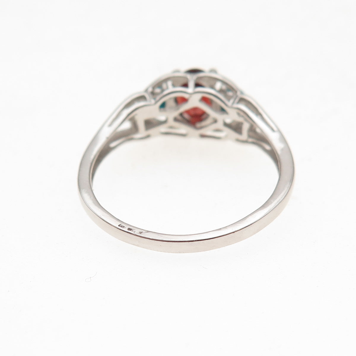 Chuck Clemency 925 Sterling Silver Real Turquoise & Red Garnet Ring Size 8.25