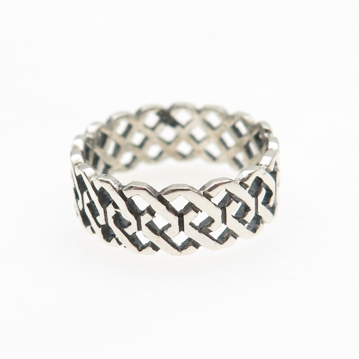 925 Sterling Silver Vintage Celtic Oxidized Band Ring Size 5