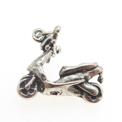 SUN WEST 925 Sterling Silver Vintage Scooter 3D Charm Pendant