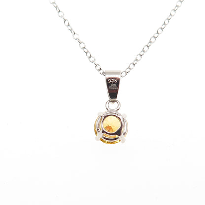 925 Sterling Silver Round-Cut Canary C Z Cable Chain Necklace 16-18"