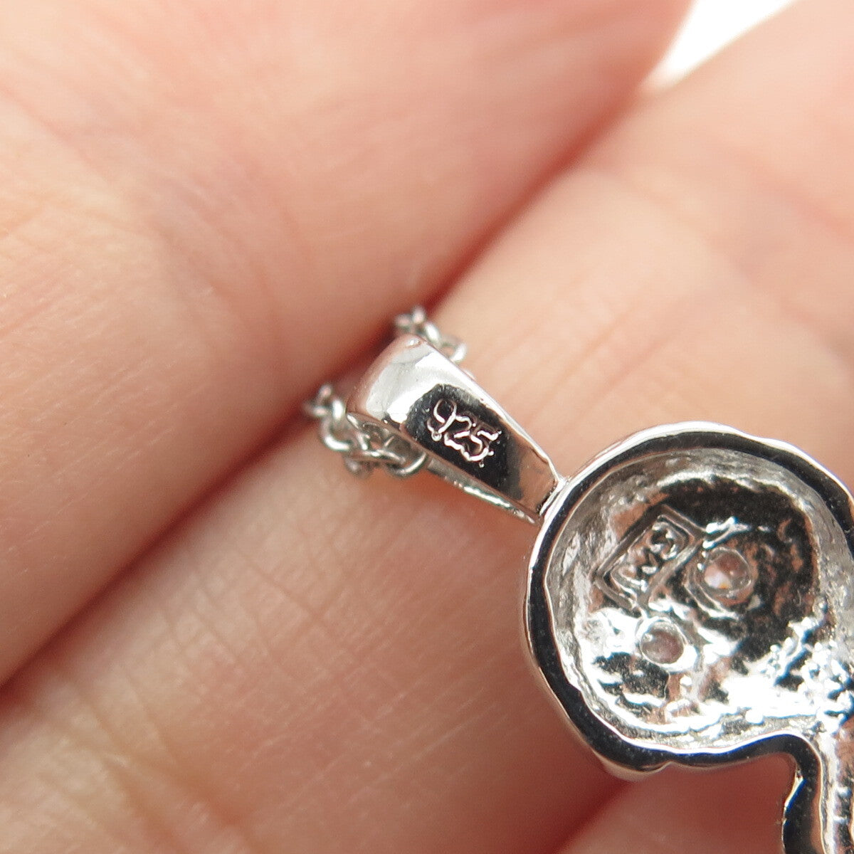 925 Sterling Silver Round-Cut C Z Astronaut Cable Chain Necklace 16"