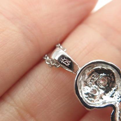 925 Sterling Silver Round-Cut C Z Astronaut Cable Chain Necklace 16"