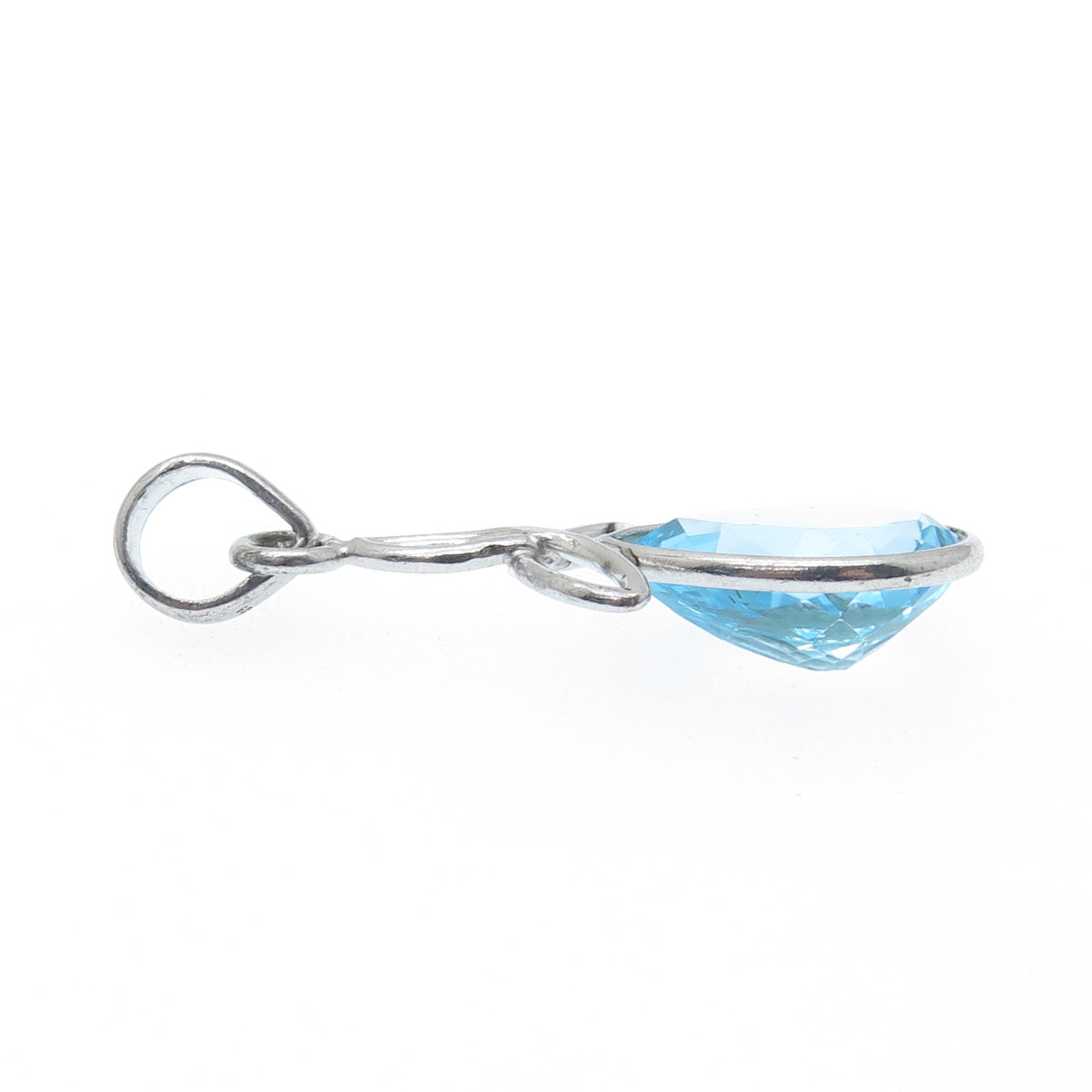 925 Sterling Silver Vintage Real Blue Topaz Celtic Trinity Charm Pendant