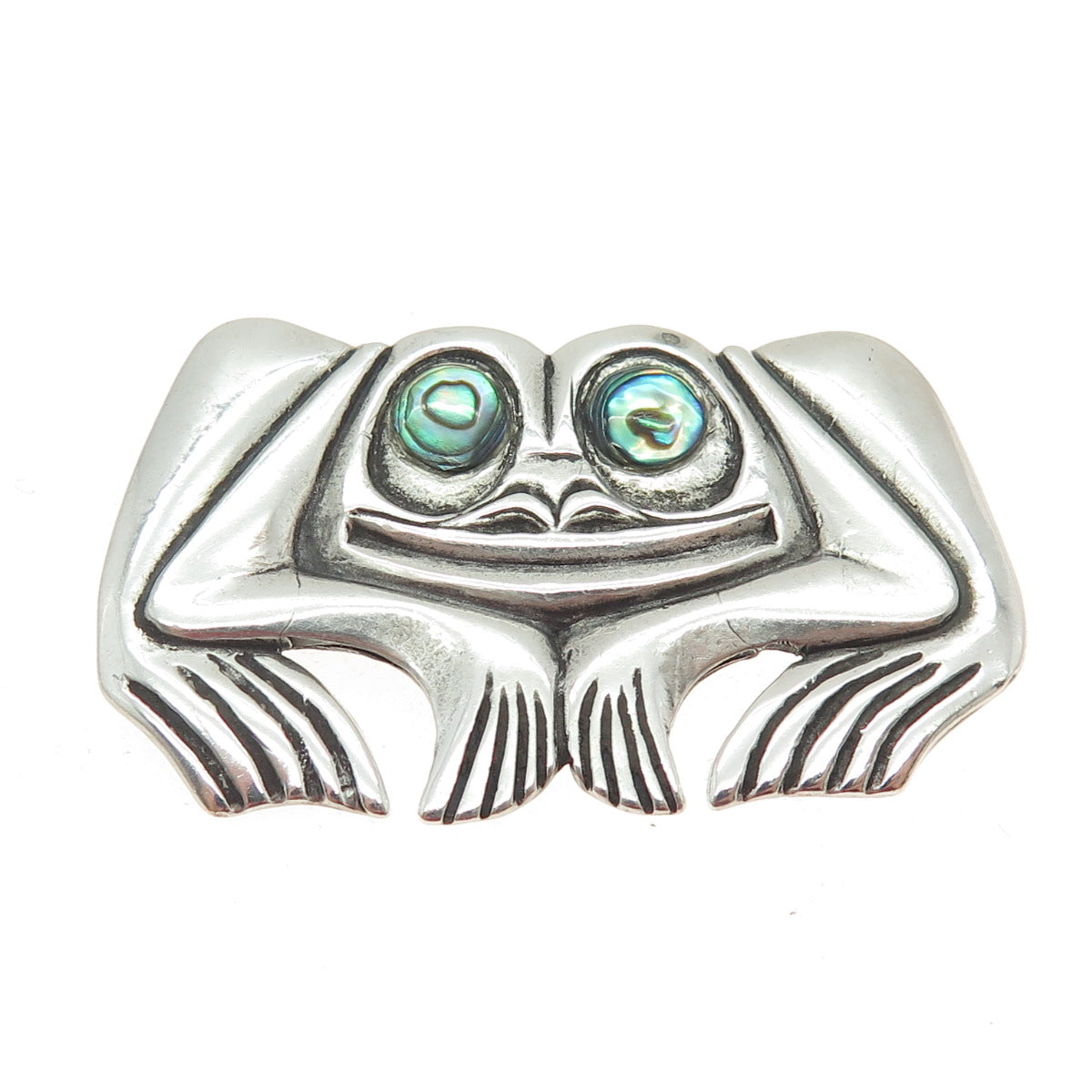 OWEN WALKER 925 Sterling Silver Vintage Abalone Shell Frog Modernist Pin Pendant