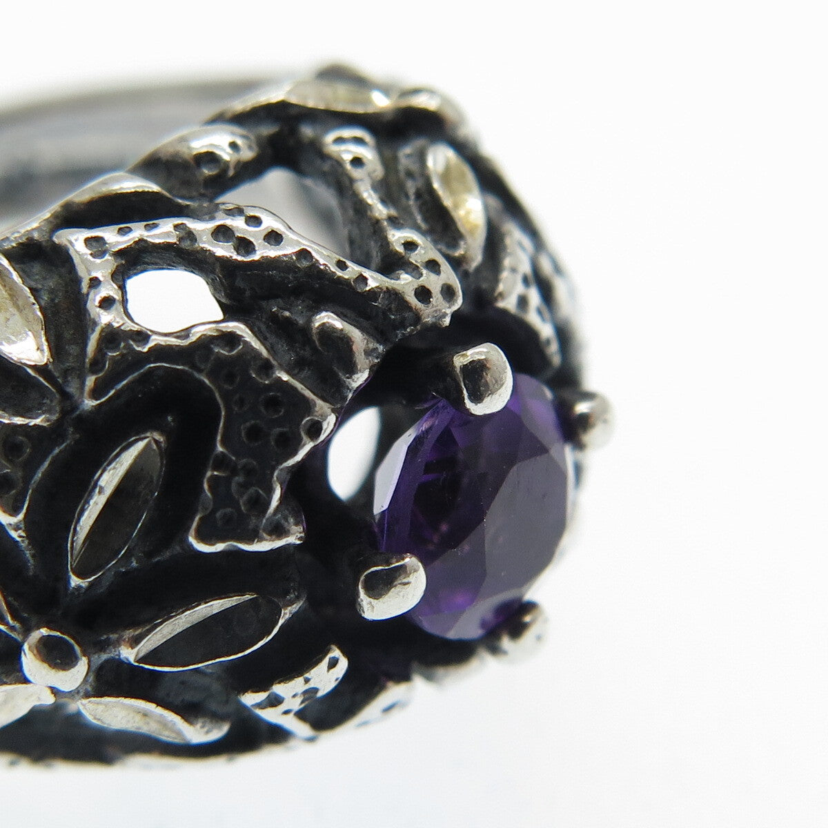 CAROLYN POLLACK 925 Sterling Silver Vintage Real Amethyst Gem Ring Size 9.25