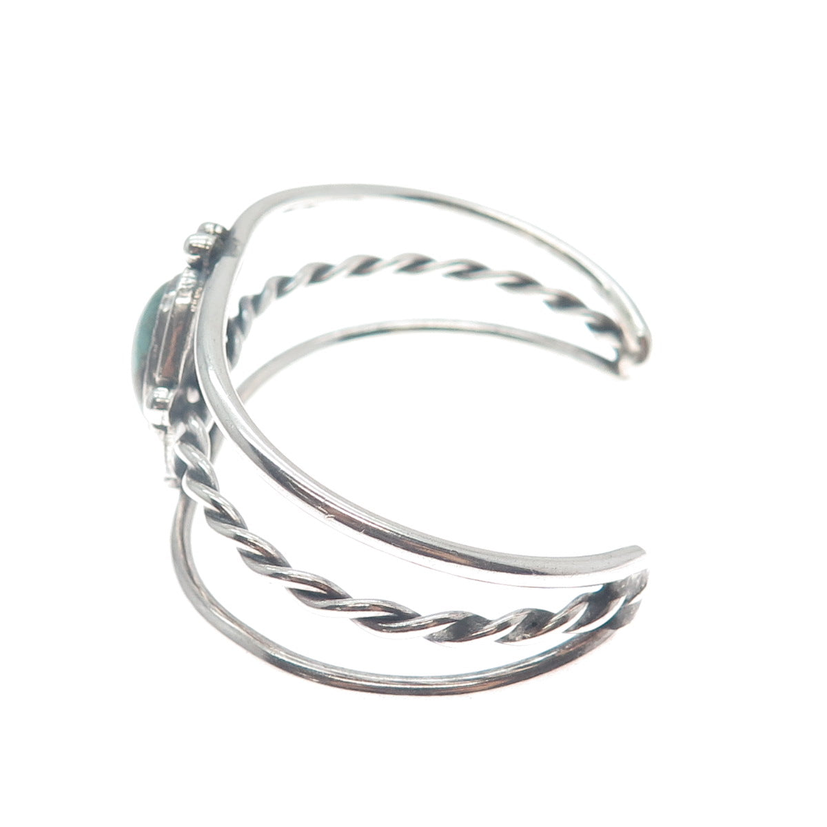 Old Pawn Sterling Silver Vintage Tyrone Turquoise Adjustable Cuff Bracelet 6.5"