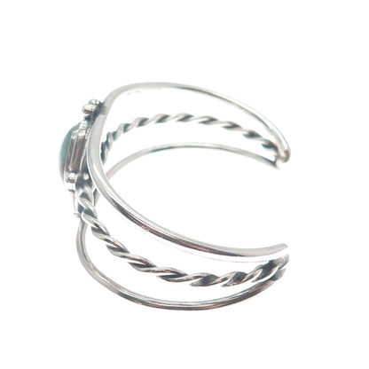 Old Pawn Sterling Silver Vintage Tyrone Turquoise Adjustable Cuff Bracelet 6.5"