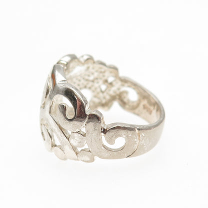 925 Sterling Silver Vintage Swirl Ring Size 8