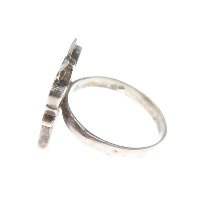 Old Pawn 925 Sterling Silver Vintage Turquoise Inlay Butterfly Ring Size 5.5
