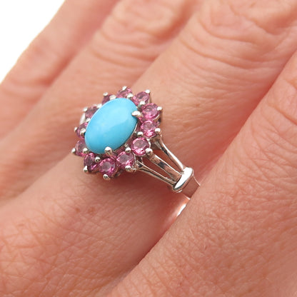 Chuck Clemency 925 Sterling Silver Real Turquoise & Amethyst Ring Size 8.25