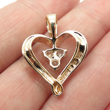 ROSS SIMONS 925 Sterling Silver 2-Tone Round-Cut C Z Heart Pendant