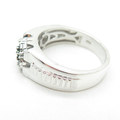 CHUCK CLEMENCY 925 Sterling Silver Real Green Diamond Ring Size 11.25