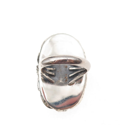 Old Pawn Sterling Silver Vintage Southwestern Black Onyx Tribal Ring Size 9.5