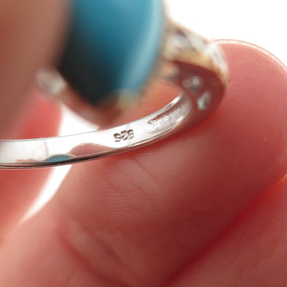 Chuck Clemency Sterling Silver 2-Tone Real Sleeping Beauty Turquoise Ring Size 8