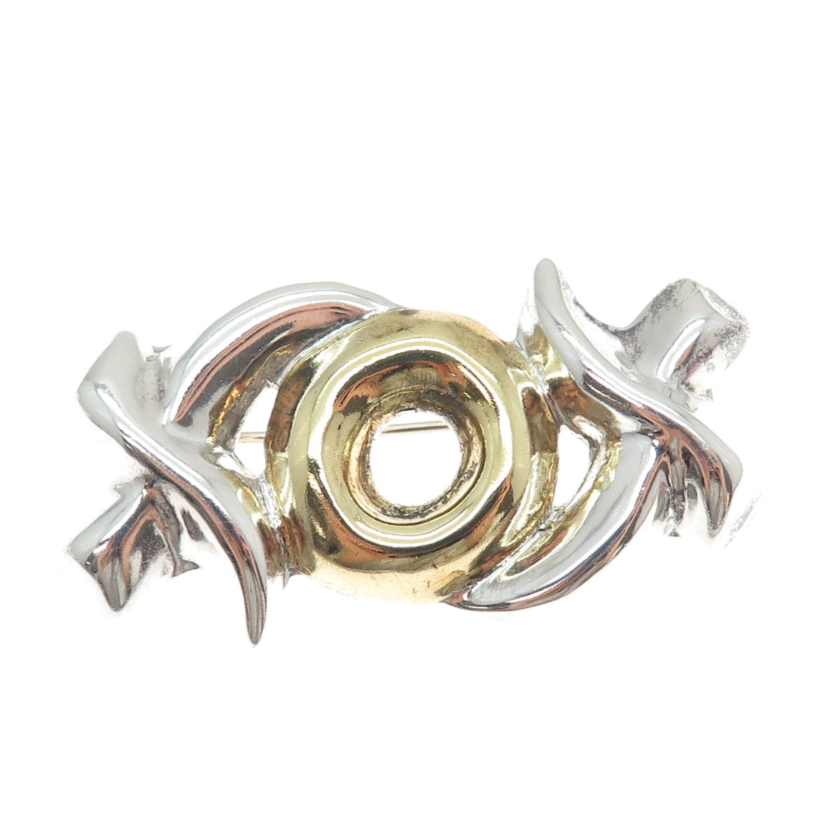 925 Sterling Silver 2-Tone Vintage Mexico XO Hugs & Kisses Pin Brooch