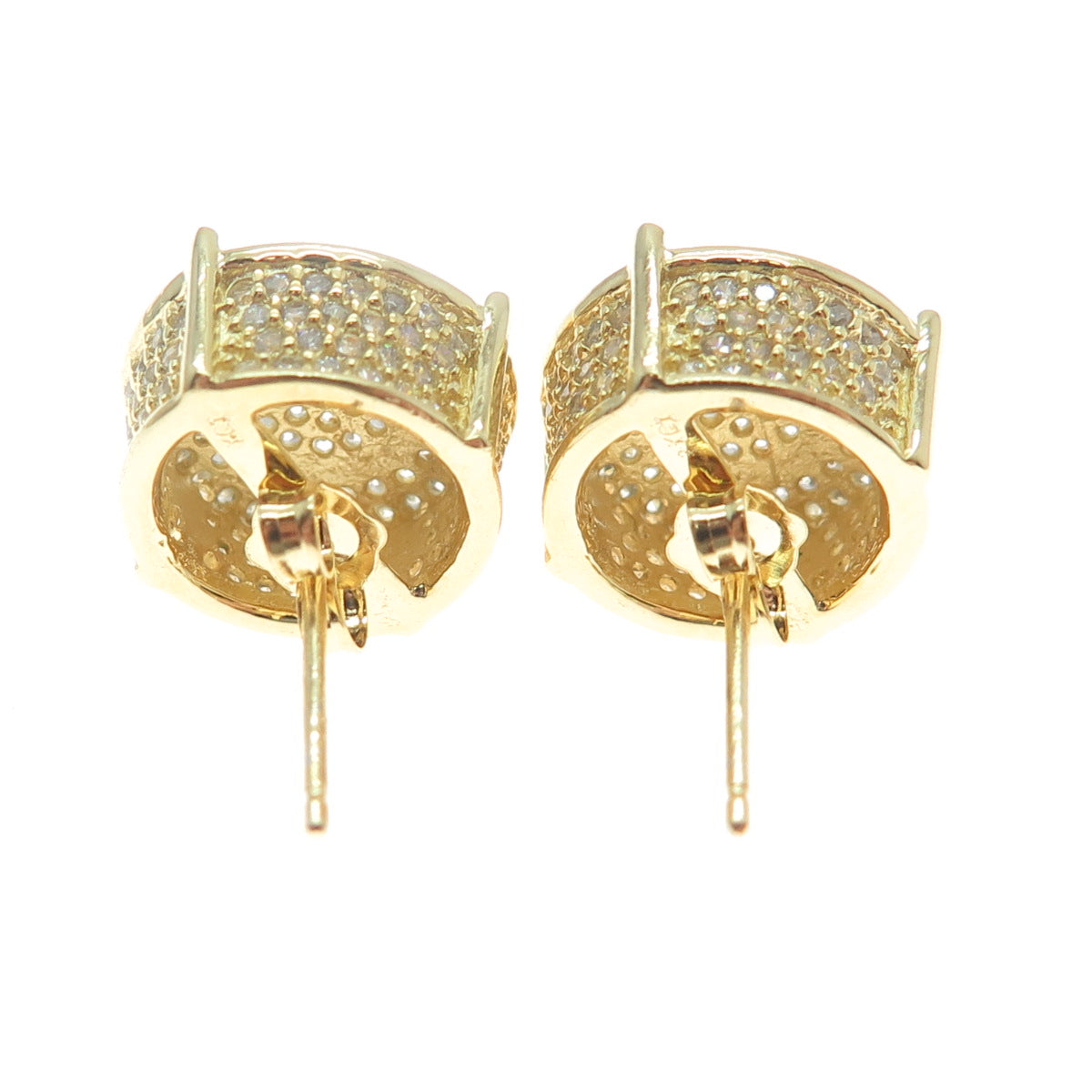 925 Sterling Silver Gold Plated Round-Cut C Z Sparkle Stud Earrings