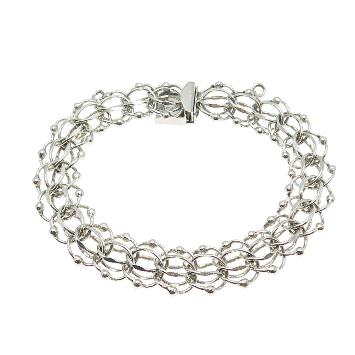 TOWN & COUNTRY 925 Sterling Silver Vintage Bismark Link Bracelet 6.75"