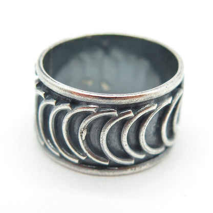 925 Sterling Silver Vintage Mexico Rolo Link Band Oxidized Ring Size 4.5