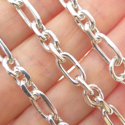 925 Sterling Silver Vintage Oval Figaro Chain Necklace 16-18"