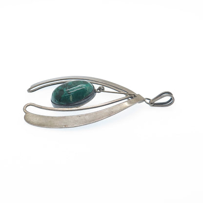 925 Sterling Silver Vintage Israel Real Eilate Modernist Oxidized Pendant