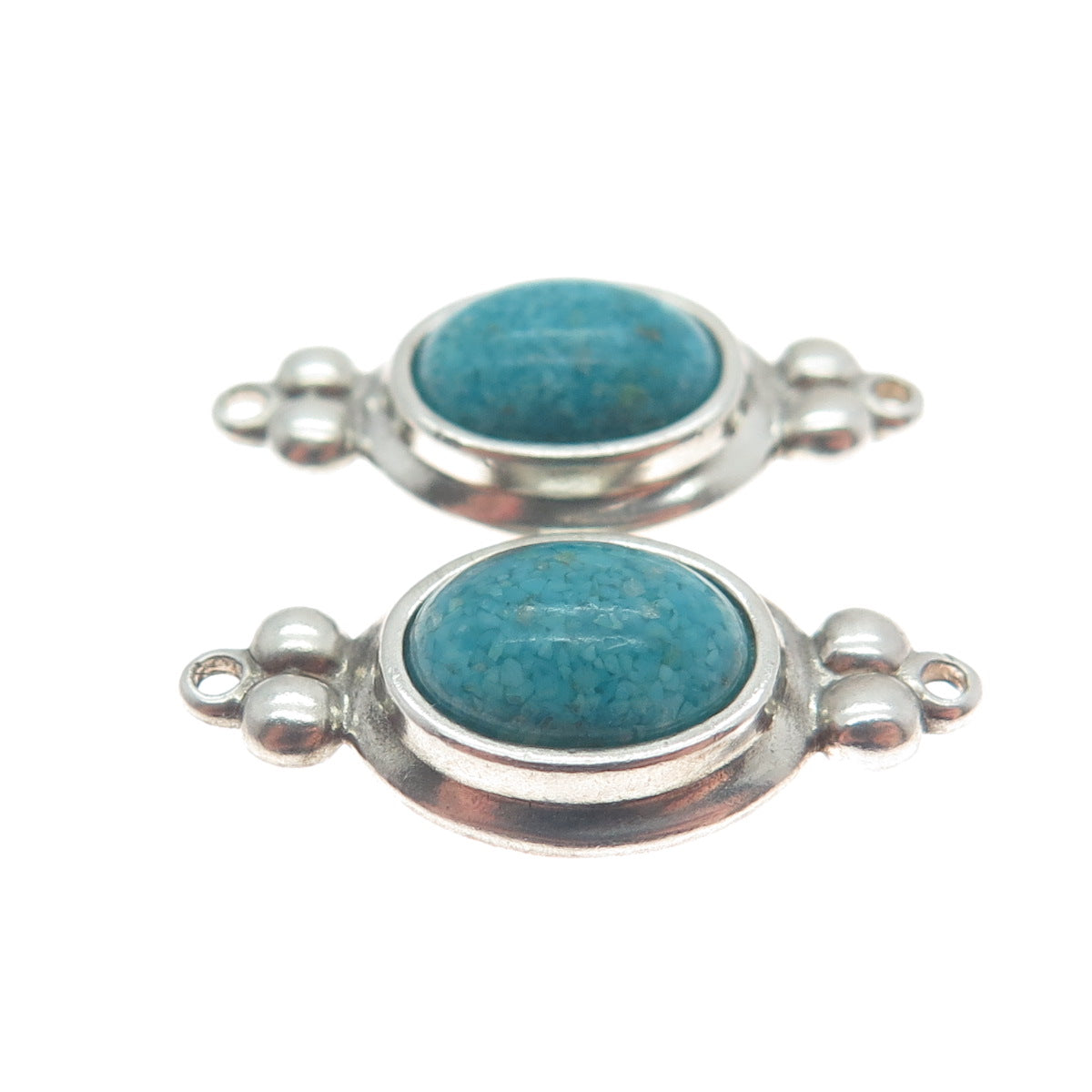 COLEMAN COLE 925 Sterling Silver Vintage Real Turquoise Inlay Jacket Earrings