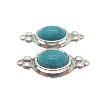 COLEMAN COLE 925 Sterling Silver Vintage Real Turquoise Inlay Jacket Earrings