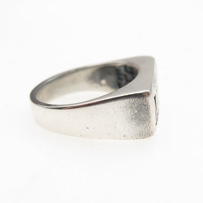 Boma 925 Sterling Silver Vintage Modernist Zig Zag Oxidized Ring Size 7