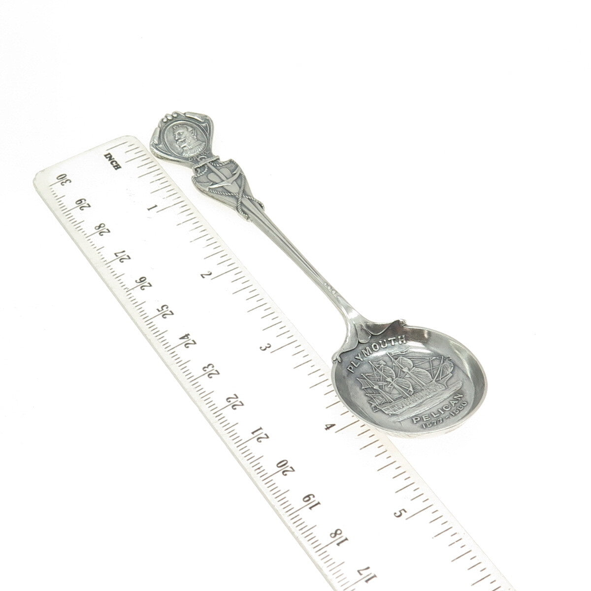 PAGE KEEN & PAGE 925 Sterling Silver Antique 1917 London Pelican Plymouth Spoon