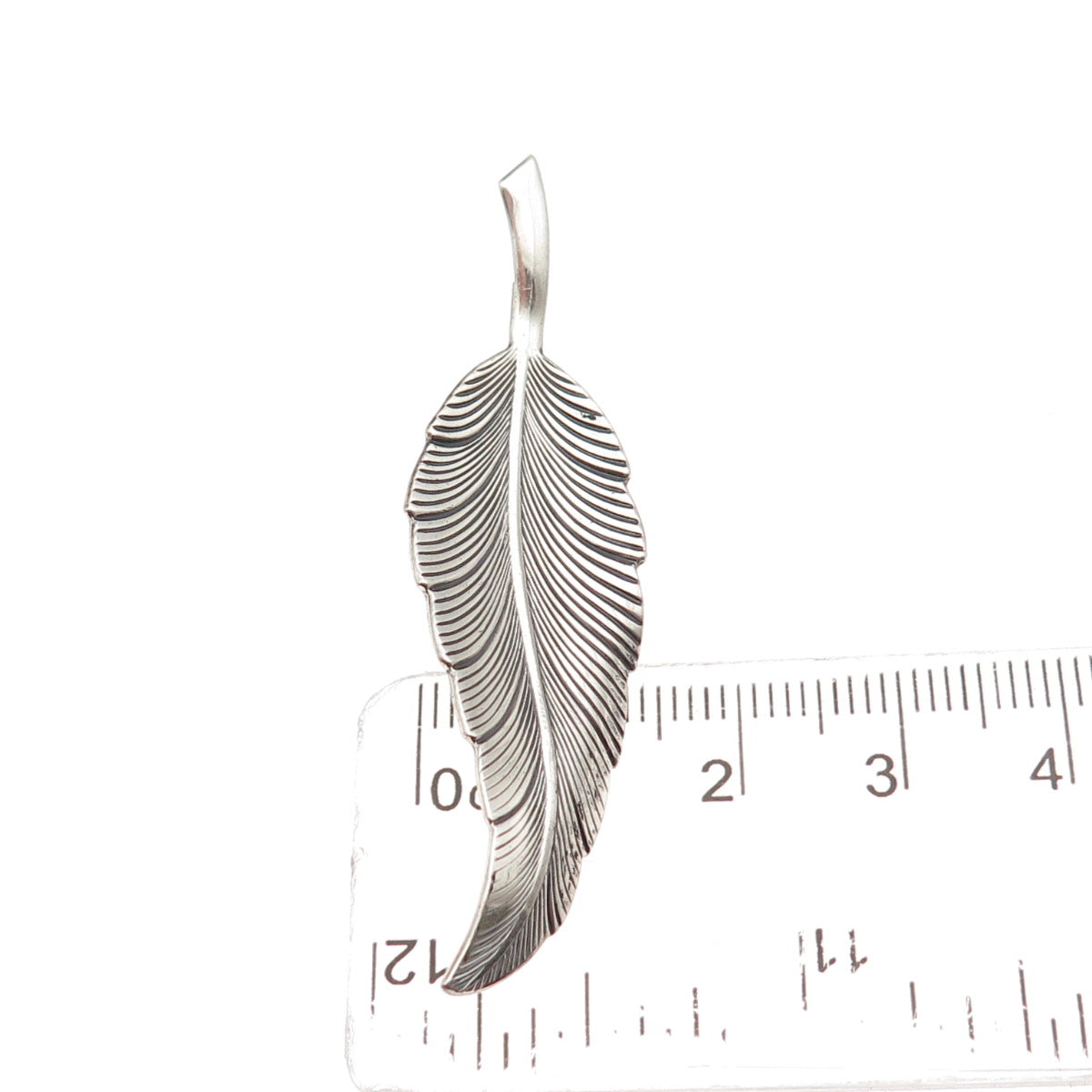 BEAU 925 Sterling Silver Vintage Feather Oxidized Pin Brooch