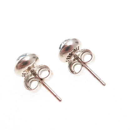 Pandora 925 Sterling Silver Blue Crystal March Birthstone Stud Earrings