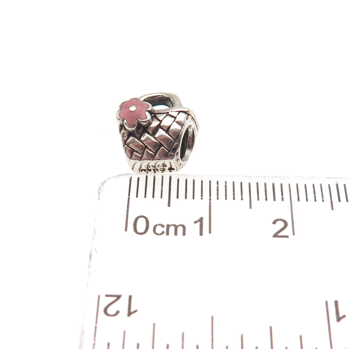CHAMILIA 925 Sterling Silver Pink Enamel Beach Basket Slide Bead Charm