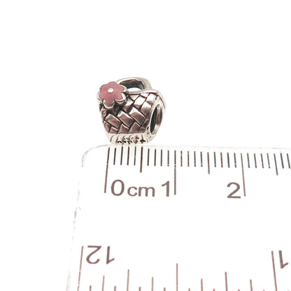 CHAMILIA 925 Sterling Silver Pink Enamel Beach Basket Slide Bead Charm