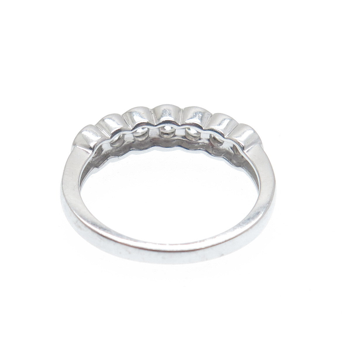 925 Sterling Silver Round-Cut C Z Half Eternity Band Ring Size 7