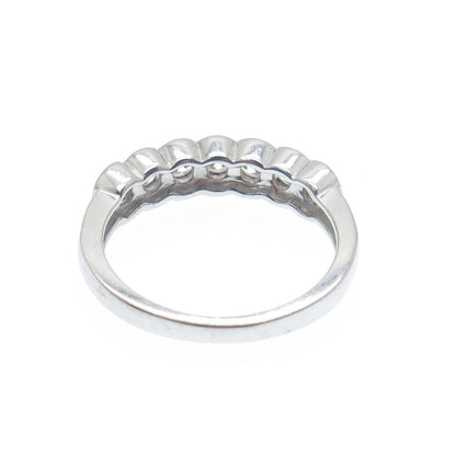 925 Sterling Silver Round-Cut C Z Half Eternity Band Ring Size 7